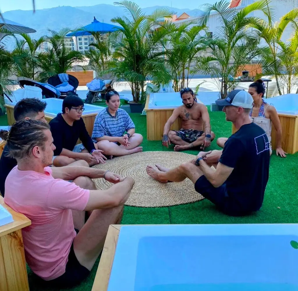 Jason Ryer guiding integration before a Zen Strength ice bath Experience in Chiang Mai