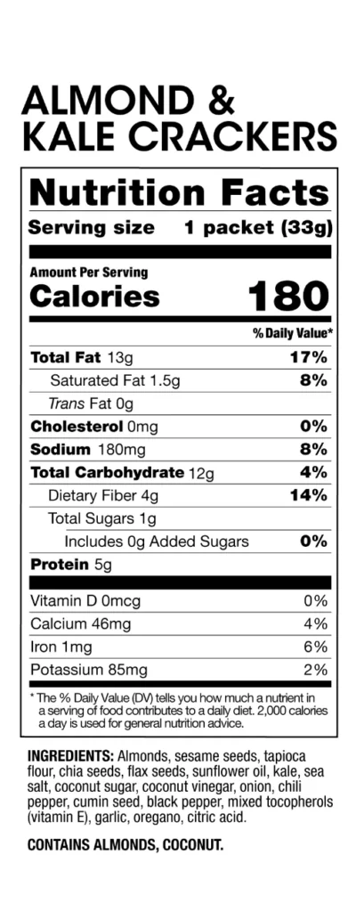 Prolon 1 Day Reset Review - Almond & Kale Crackers Nutrition Facts