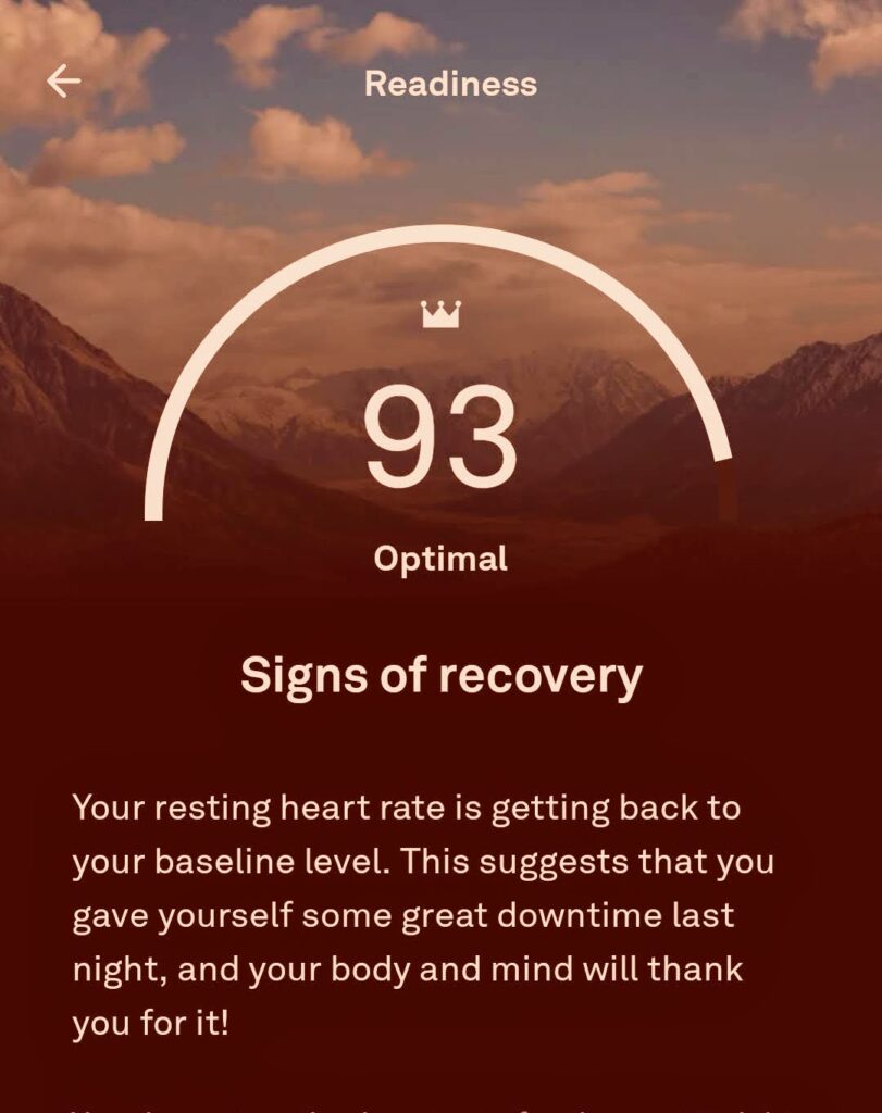 Oura Readiness Score AFTER Prolon 1 Day Reset