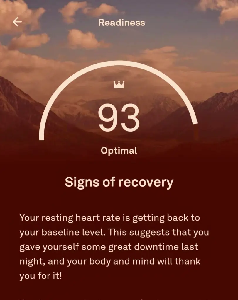 Oura Readiness Score AFTER Prolon 1 Day Reset